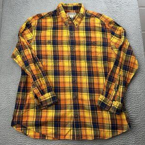 Duluth Trading Free Swingin Flannel Button Up Shirt Mens Relaxed XL Orange